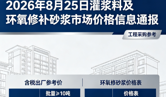嘉定2026年8月25日灌浆料及环氧修补砂浆市场价格信息通报